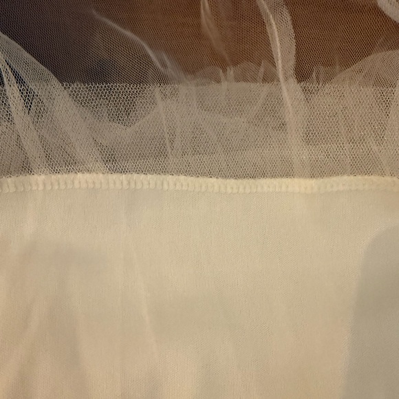 Ebossy High-Low Cream Tutu Tulle Overlay Pleated Ruffled Tiered Skirt - Picture 4 of 4